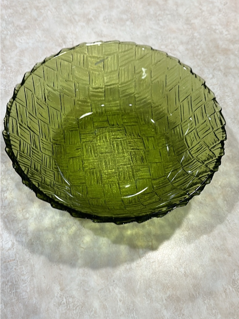 Indiana Glass Olive Green Textured Glass Bowl